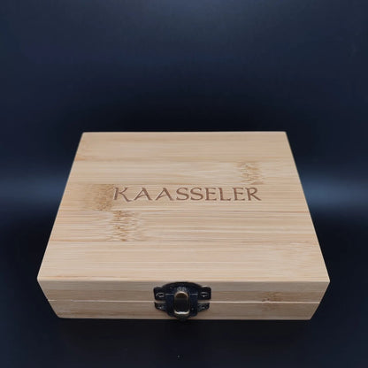 KAASSELER Stein-Eiswürfel-Set mit Zange, Baumwollsäckchen und Holzbox